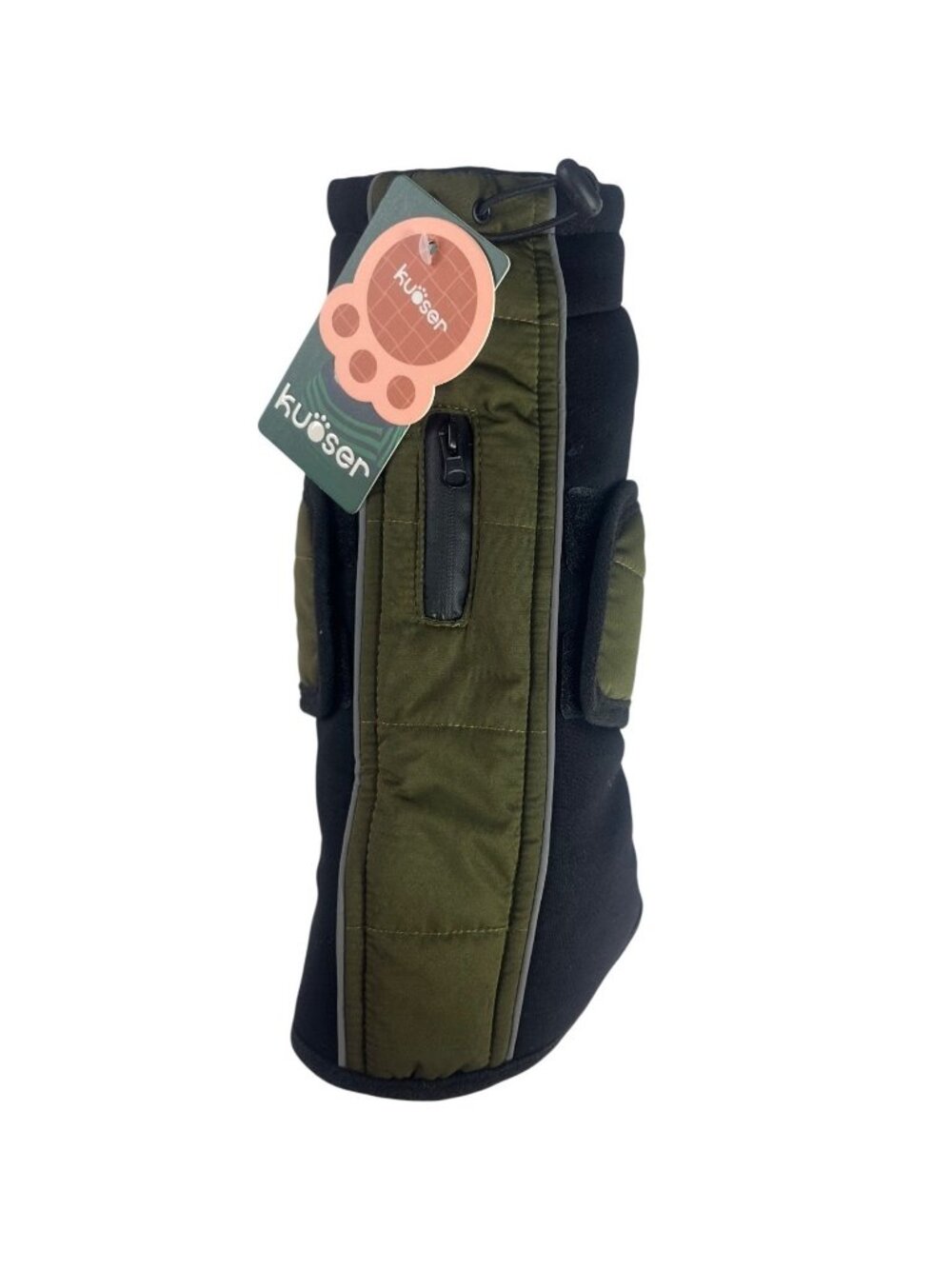 Kuoser Dog Winter Coat Zipper Pocket XS Green Black Water Resistant